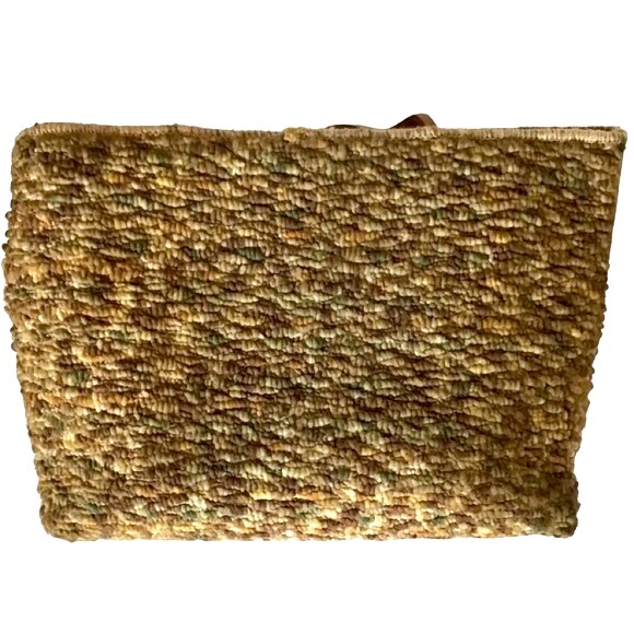 VTG 60-70s Carpet Bag Large Retro Tote Purse with / Leather Handles Rare - Picture 2 of 12